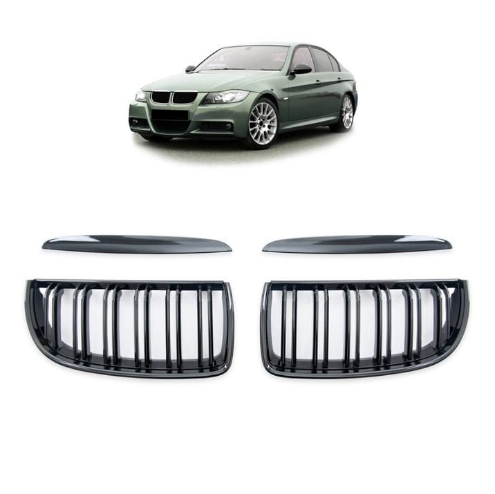 Grill BMW 3 E90 E91 podwójne żeberka Gloss Black