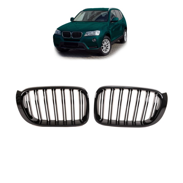 Grill BMW X3 F25 X4 F26 Facelift podwójne żeberka Gloss Black