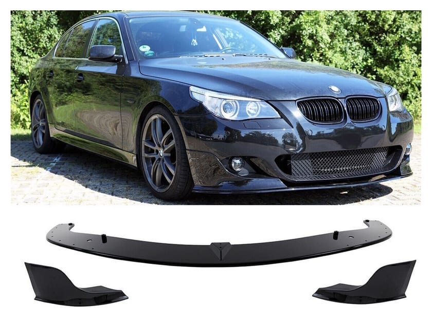 Przedni Splitter Czarny BMW 5 (E60, E61) Sedan Touring (2003-2010) M-Tech