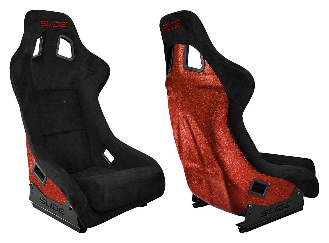 Fotel sportowy SLIDE KS2 Premium Black Welur Red Glitter