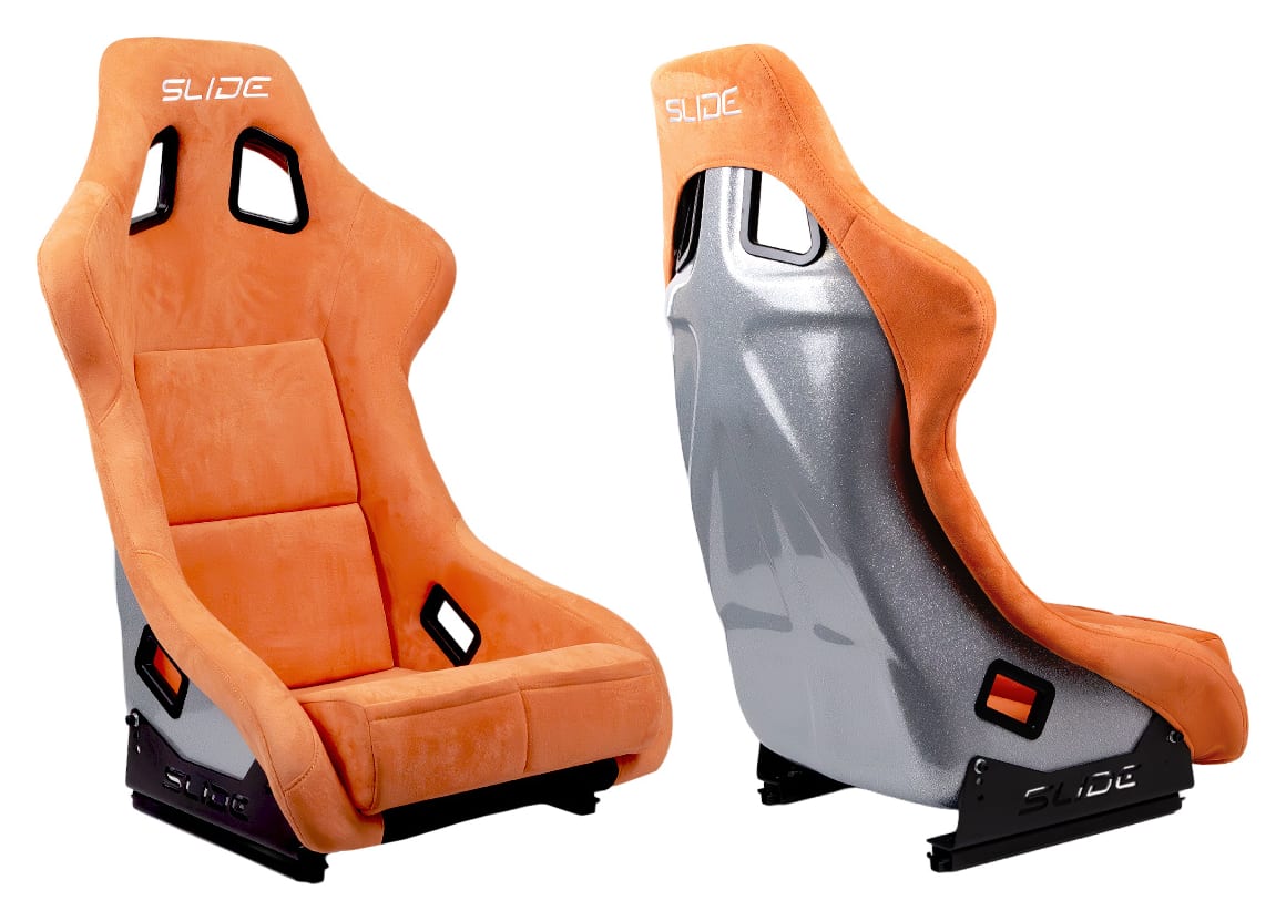 Fotel sportowy SLIDE KS2 Premium Light Orange Welur Medium Grey Glitter