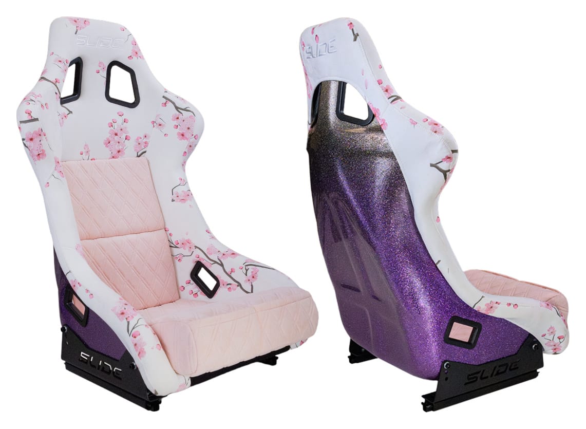 Fotel sportowy SLIDE KS2 Premium Light Pink & Grafic Welur Gradient Glitter