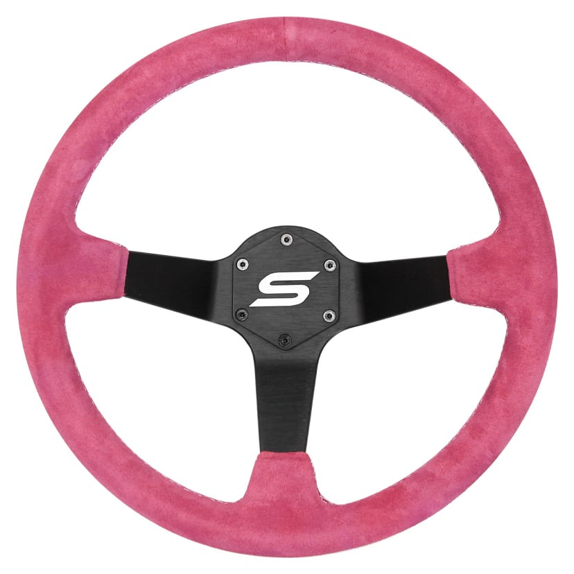Kierownica SLIDE 350mm offset:90mm Zamsz Pink